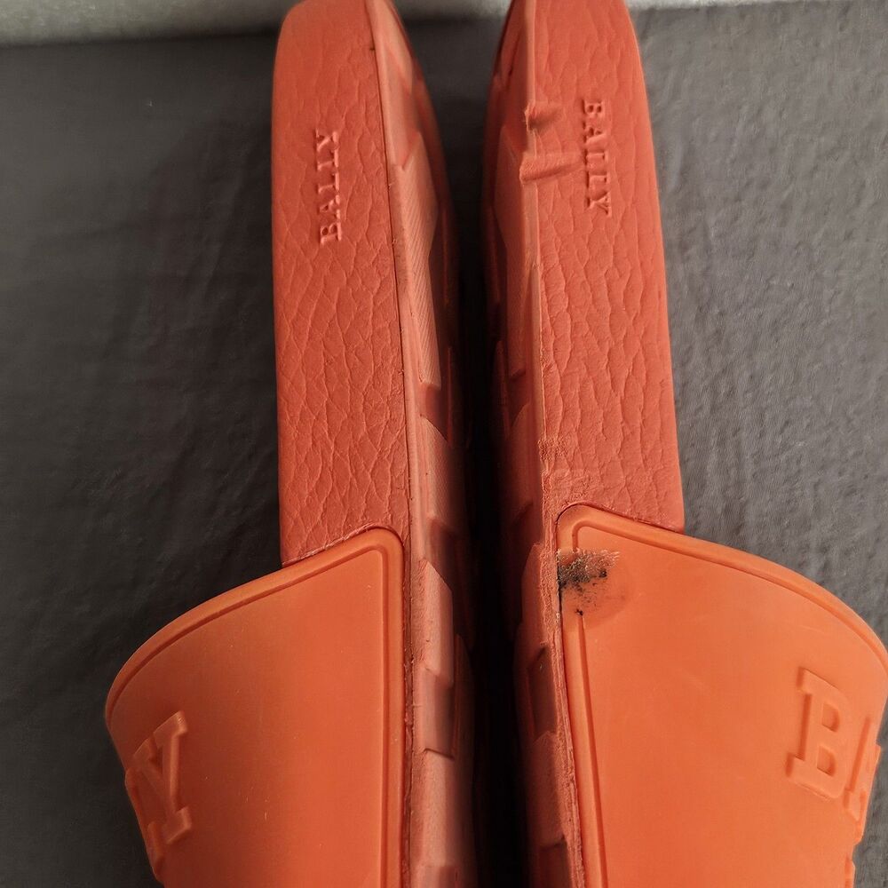 Bally 1851 Orange Rubber Sandal Slides Slippers Size 9 Neon Pool Beach Dopamine - Picture 6 of 15